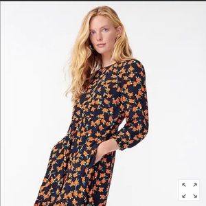 J. Crew Navy Dress with Orange Floral Print